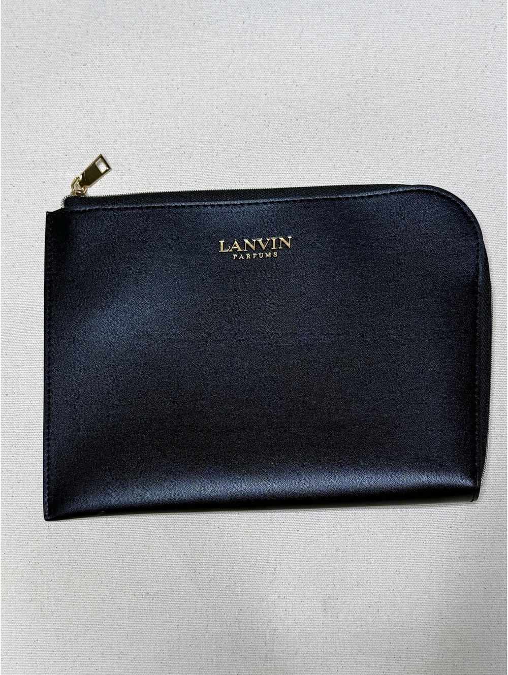 Lanvin Parfums Black Travel Zip Pouch Turkish Airlines Amenity Kit Leather Look